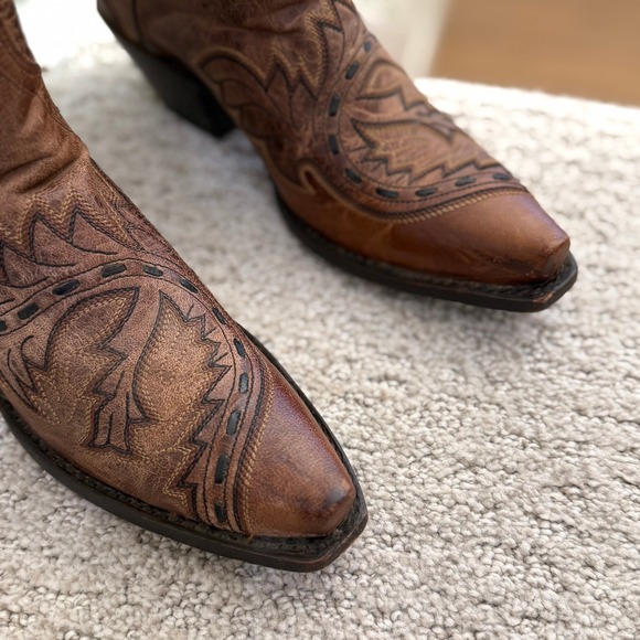 Dan Post SIDEWINDER Women 6 Western Cowboy Boots Brown MAD CAT Leather Snip Toe - Picture 2 of 10